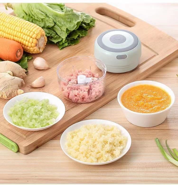  Mini electric kla car - garlic aperture stop raw . meat vegetable fruit ... cut . vessel USB rechargeable food processor flushing ..( green 100ML)