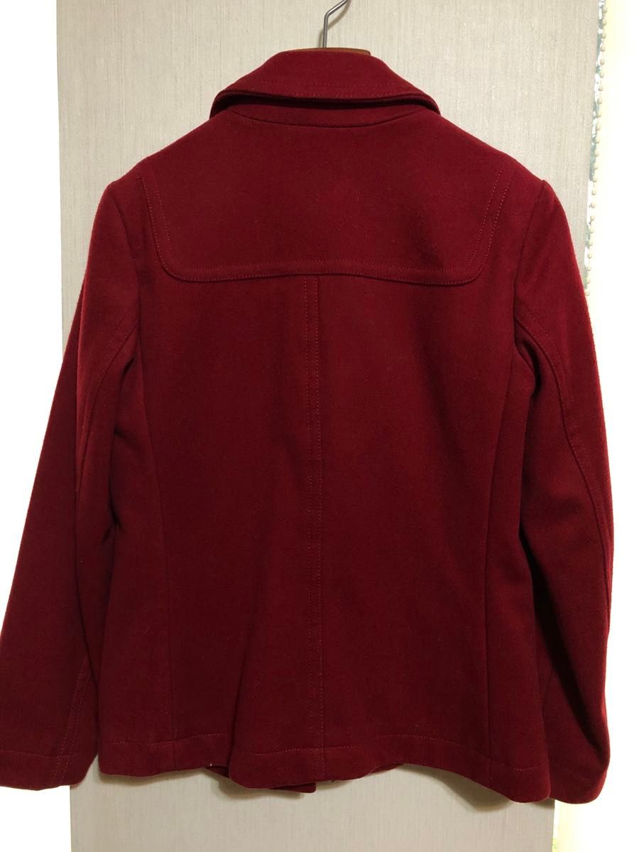 ダッフルコート フードなし 赤 ショート丈 ウール混 ジャケット ダッフル レッド 小さいサイズ 細身 女の子150 160