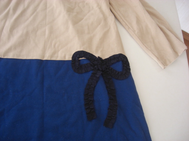  beautiful goods Anatelier ribbon switch . One-piece beige × blue 38