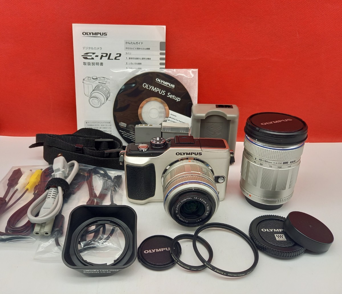 ■ OLYMPUS E-PL2 ボディ ミラーレス一眼カメラ デジカメ M.ZUIKO DIGITAL 40-150/4-5.6 14-42/3.5-5.6 レンズ 動作確認済 オリンパス_画像1