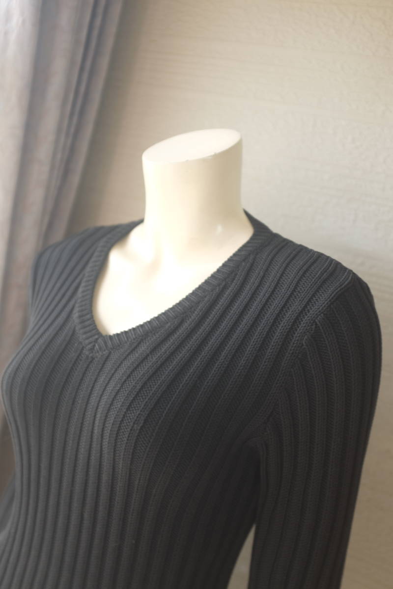  Ralph Lauren * RALPH LAUREN* beautiful goods * cut and sewn *V neck * cotton * ribbed * black *M number 