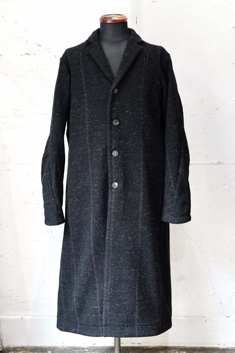 新品23AW DEVOA シェットランドウールコートCTI-BSOC Coat Shetland Wool. Blackサイズ2 定価110000円incarnation backlash KLASICA