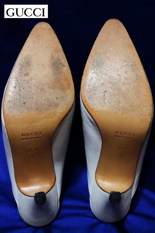 GUCCI グッチ ホースビット1955 本革ハイヒールミュール　白　22.5㌢　ヒール高さ8.7㌢　美品　_画像8