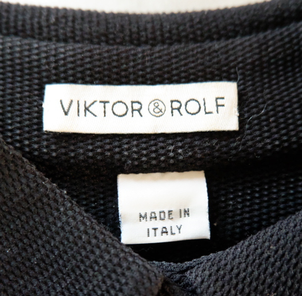 VIKTOR & ROLF ヴィクター＆ロルフ ナイロンニット半袖ポロシャツ ブラック 38 S 春夏 古着の画像6