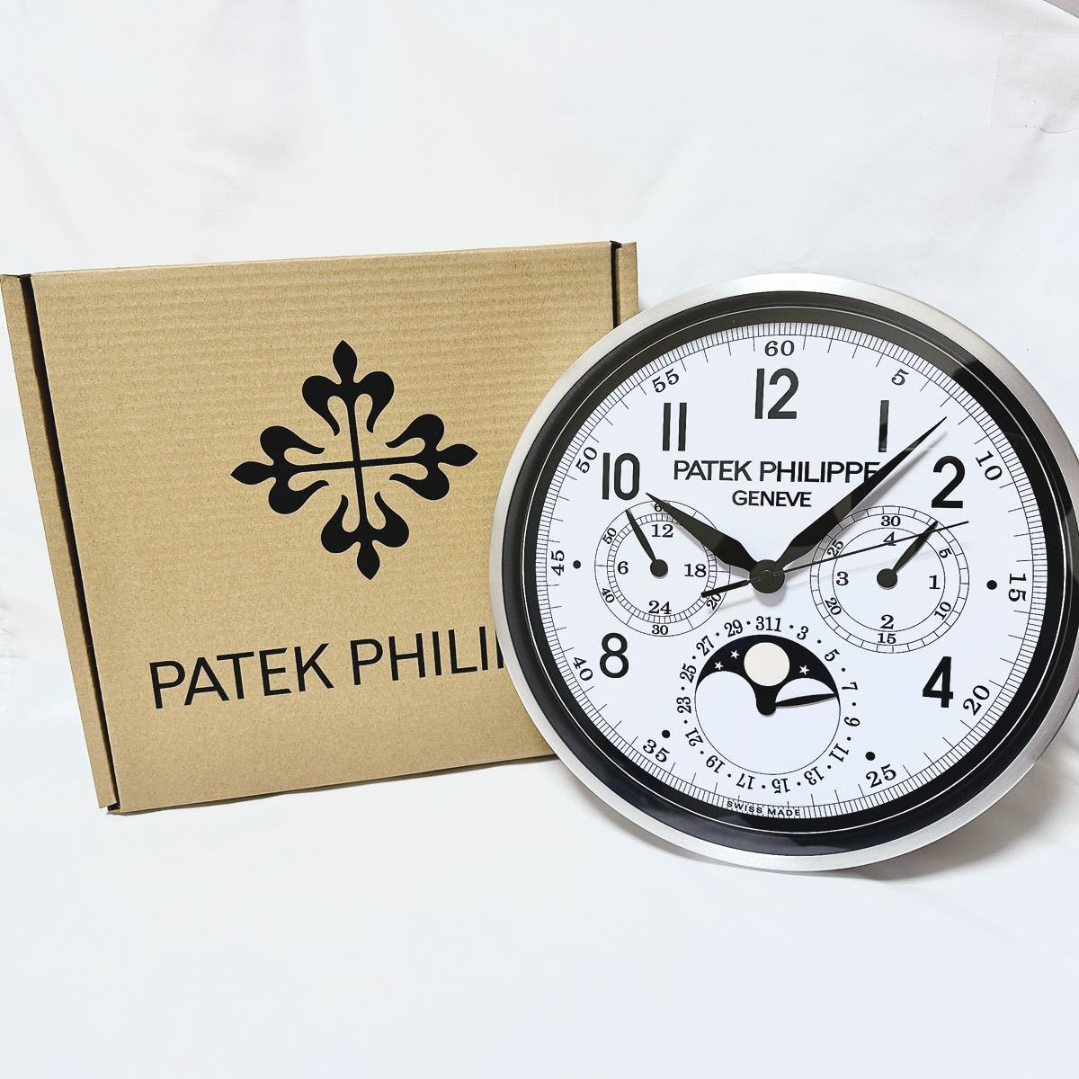 希少 ブラック 新品 箱付き パテック フィリップ 掛け時計 PATEK PHILIPPE ノベルティ 非売品 クォーツ式 西洋 家具 スイス 最短即日発送_画像1