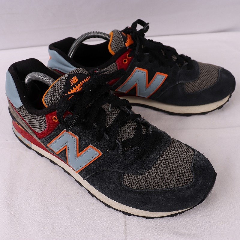 574 ニューバランス 27.5cm/new balance 黒 ブラック グレー 水色 オレンジ 赤 中古 古着 スニーカー メンズ yy8753_画像6