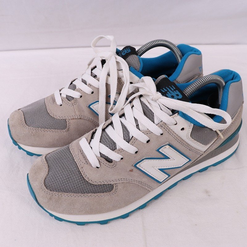 574 ニューバランス 26.0cm/new balance グレー 灰色 白 青 中古 古着 スニーカー メンズ yy8771_画像1