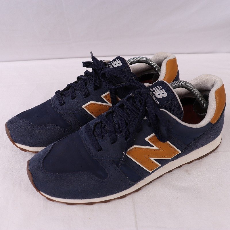 373 ニューバランス 28.0cm/new balance 紺 ネイビー キャメル 白 中古 古着 スニーカー メンズ yy8767_画像1