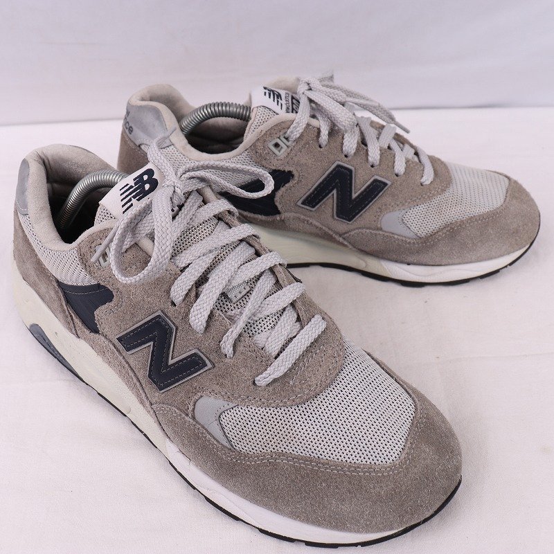 580 ニューバランス 27.5cm/new balance グレー 灰色 紺 白 中古 古着 スニーカー メンズ yy8823_画像6