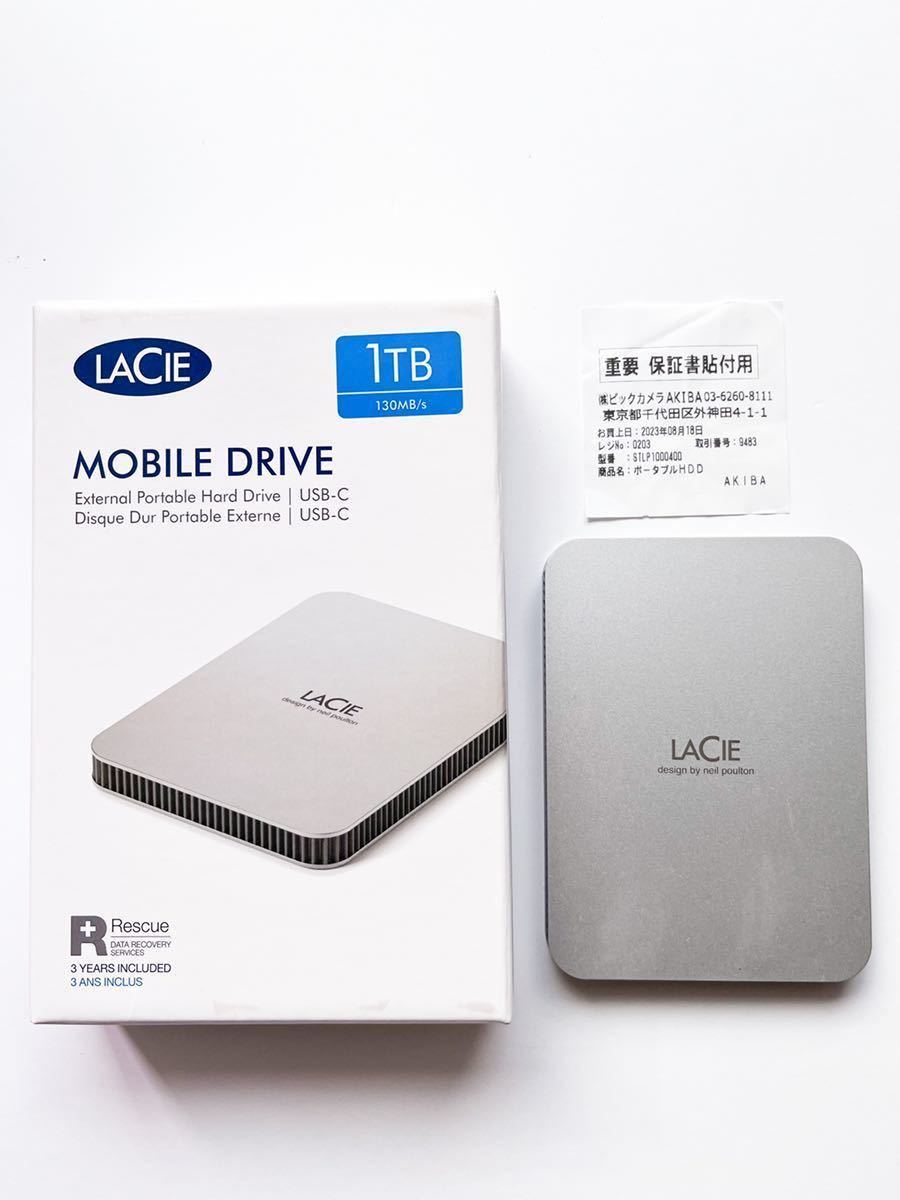 LACIE ラシー STLP1000400 [LaCie 外付け HDD 1TB ポータブル Mobile Drive USB3.2 USB Type-C×1