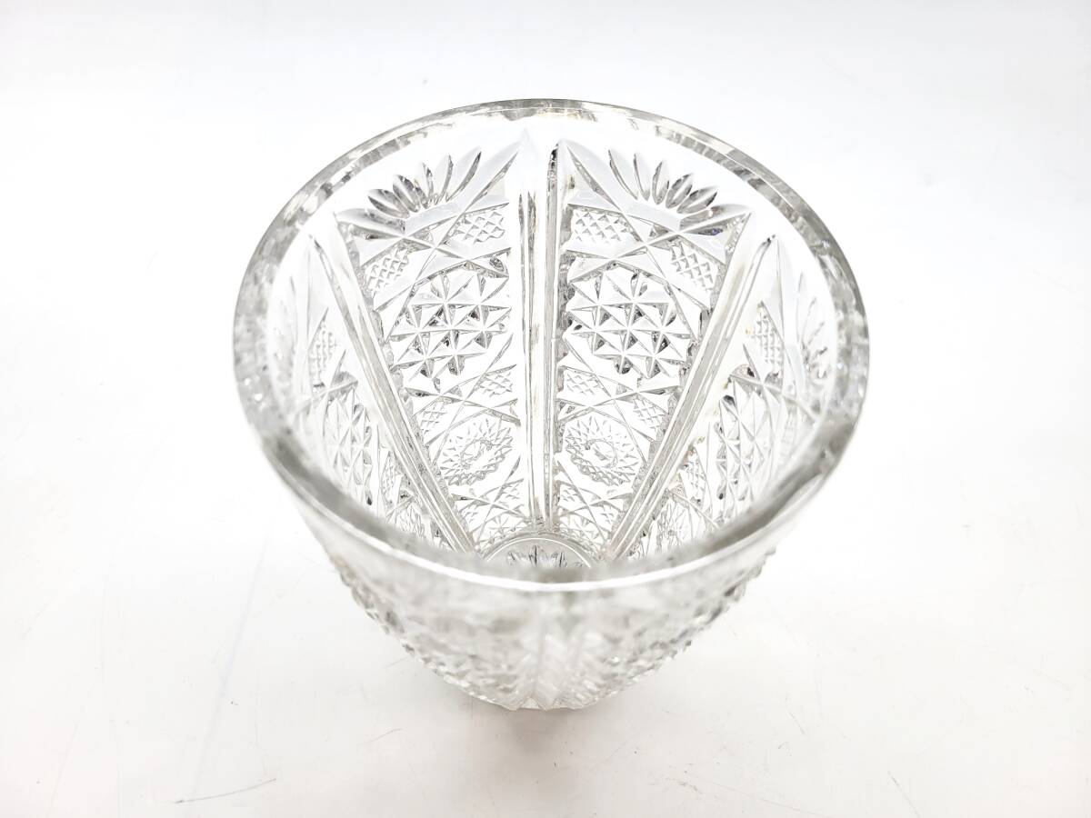 【長期保管品・未使用】lead crystal クリスタルガラス　花瓶　花入れ　茶道具