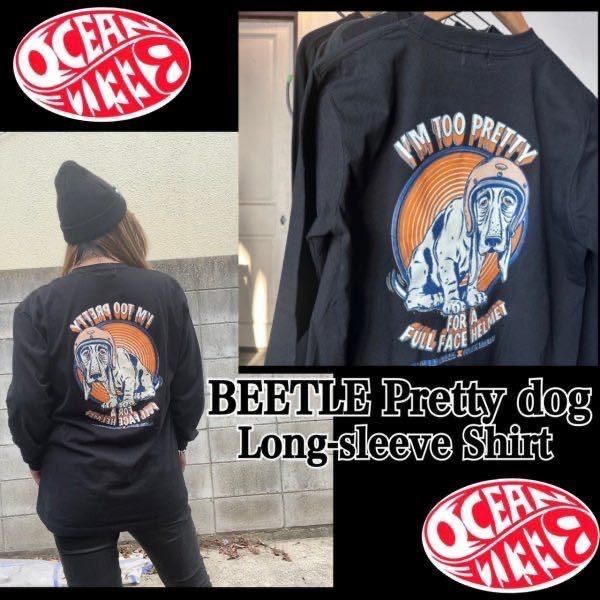 【OCEAN BEETLE】オーシャンビートル BEETLE Pretty dog Long-sleeve shirt 長袖Tシャツ 犬 ロンT BLACK-XXL バイカー Sacred Steelコラボの画像1