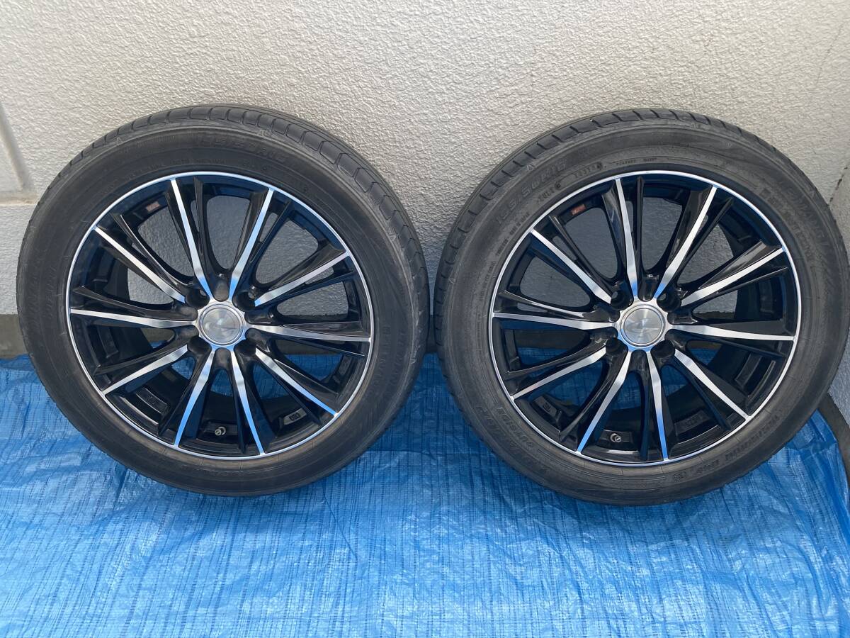 ★Weds 16インチ アルミホイール 4穴 16×6J +42＆195/50R16 DUNLOP LEMANS V★タイヤホイール2本セット_画像1