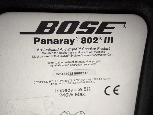 BOSE ボーズ PA/SR用 パッシブ型フルレンジスピーカー Panaray 802 Series III ペア パナレイ (1) □ 6D2C9-15_画像5