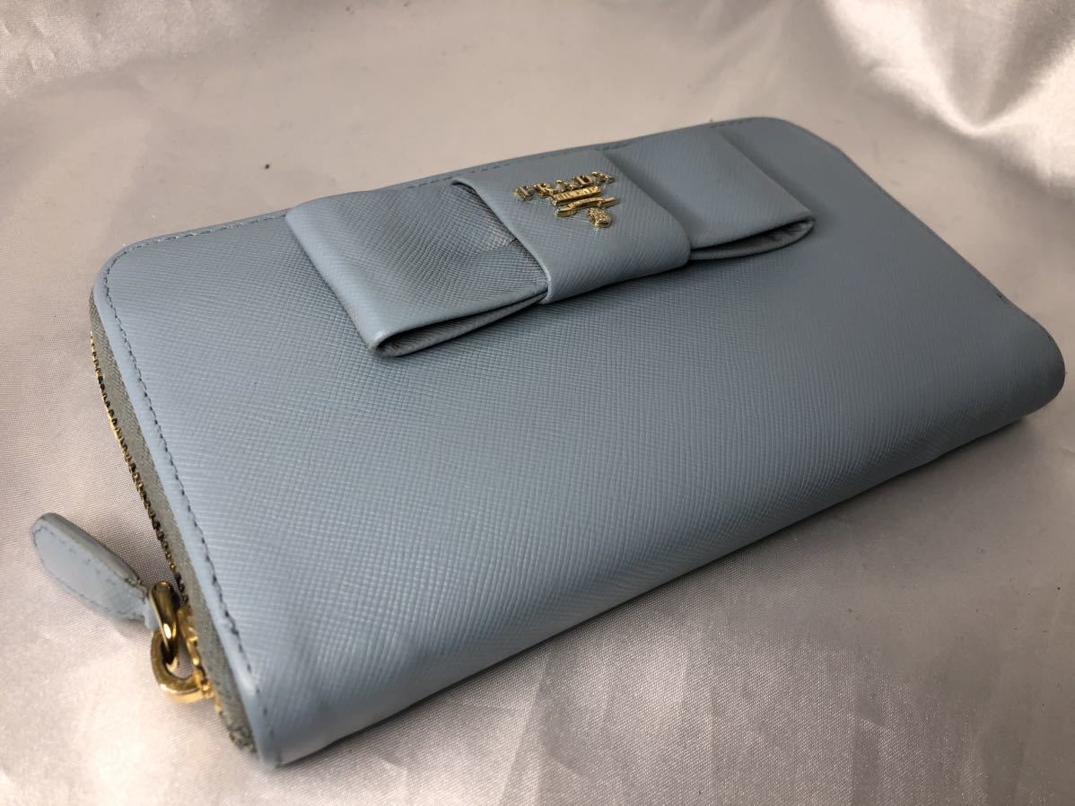 超美品PRADA プラダ 長財布 ラウンドファスナー リボン　LAGO_画像3