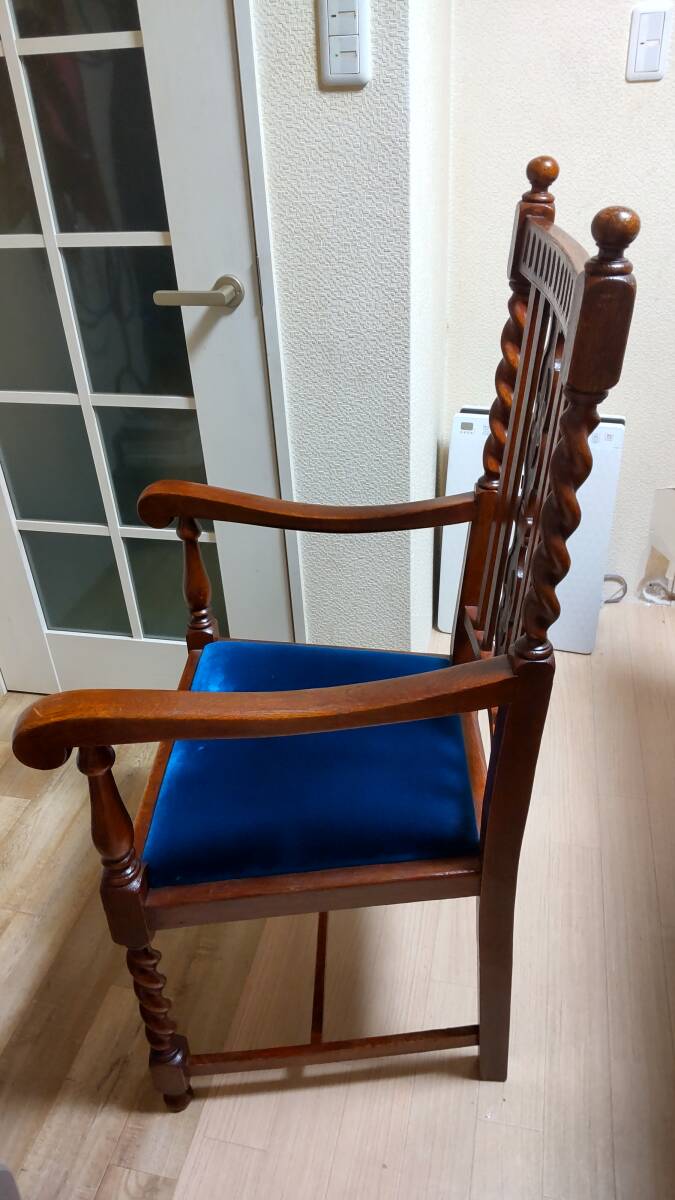 英国風　イギリス風　アンティーク　椅子　ブルー　青　横浜市　川崎市発_画像3