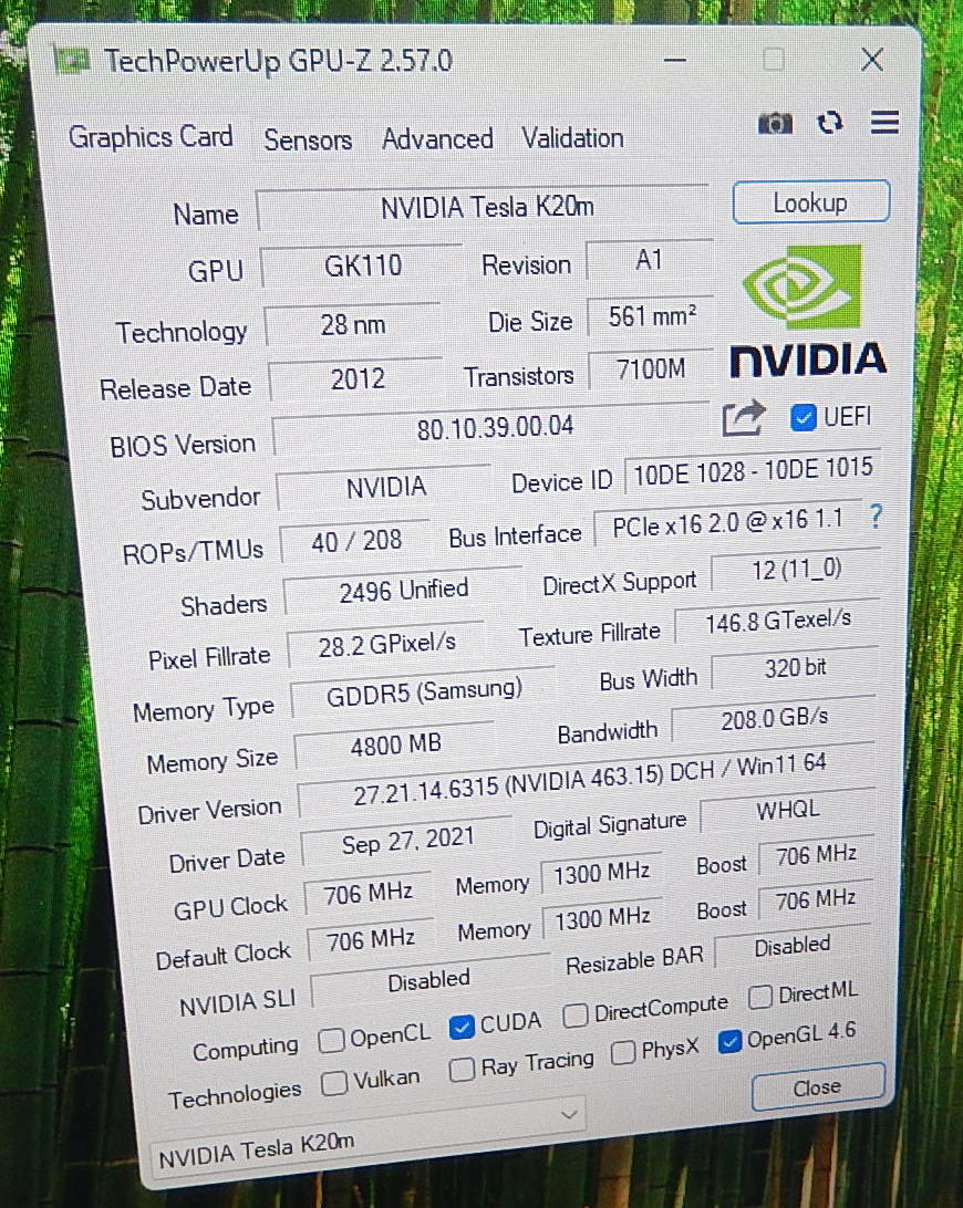 nVIDIA Tesla K20m 5GBの画像4