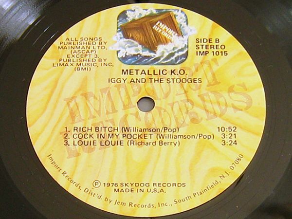 IGGY AND THE STOOGES Metallic 'KO 1977 US Orig.LP STERLING刻印 IGGY POP イギー・ポップ＆ザ・ストゥージズ_画像6