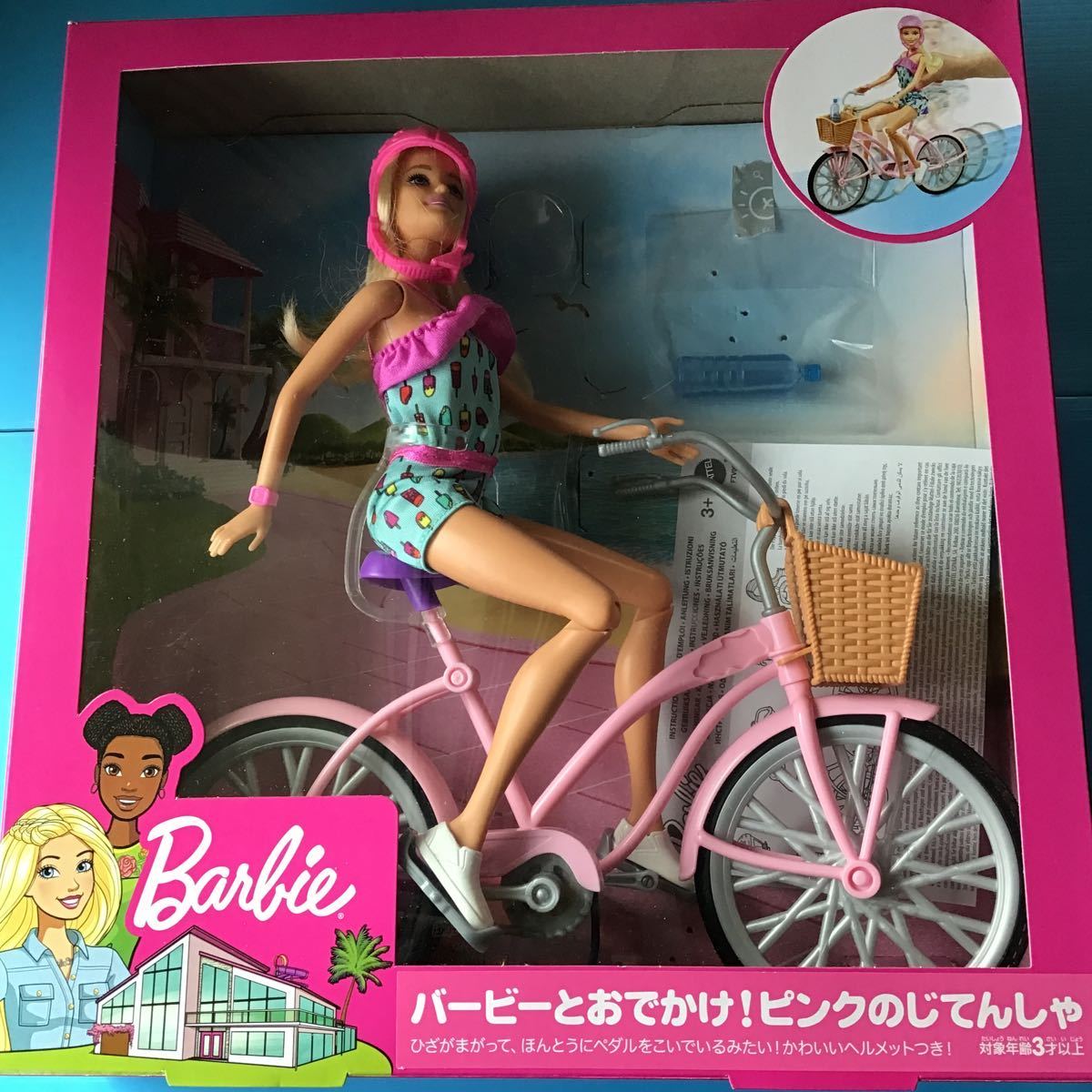used игрушка [ Barbie ..... розовый. .....] детали закончившийся товар / наружная коробка инструкция есть / велосипед резина . порванный 