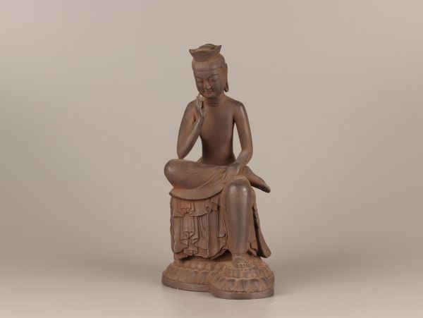 仏教美術 国宝写し 弥勒菩薩 仏像 在銘 時代物 極上品 初だし品 C4063_画像2