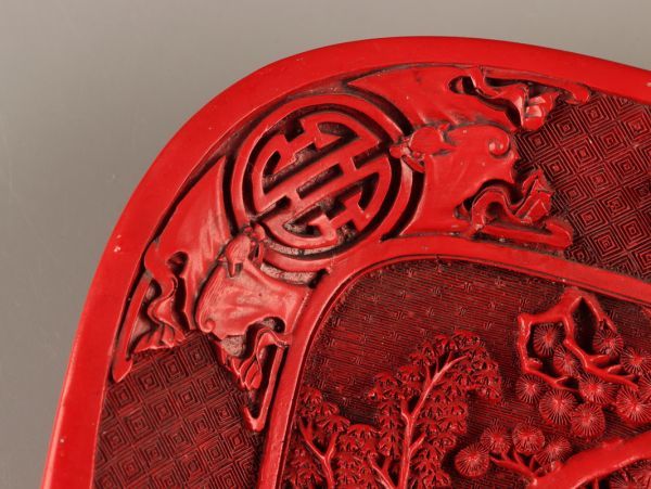 中国古玩 唐物 煎茶道具 堆朱 煎茶盆 時代物 極上品 初だし品 C4248_画像4