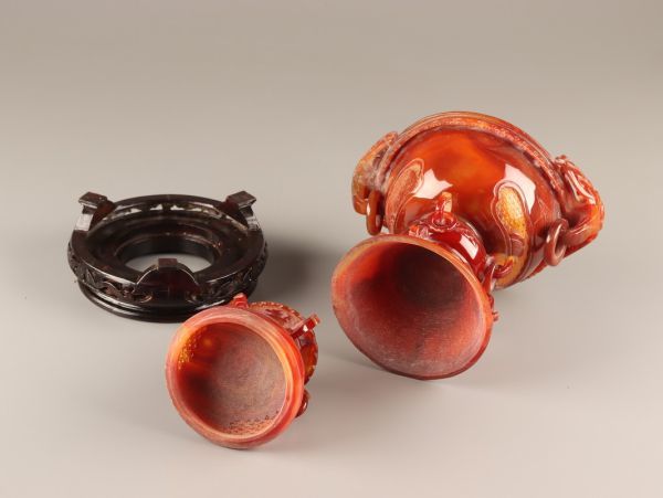 中国古玩 唐物 赤瑪瑙 遊環 香炉 細密細工 時代物 極上品 初だし品 C4205_画像10