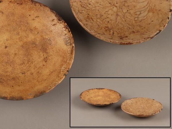 古美術 朝鮮古陶磁器 李朝 小皿 二点 時代物 極上品 初だし品 C4335