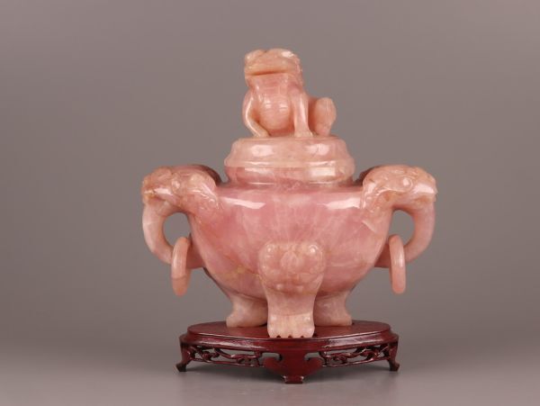 中国古玩 唐物 紅水晶 香炉 細密細工 時代物 極上品 初だし品 C4601_画像2