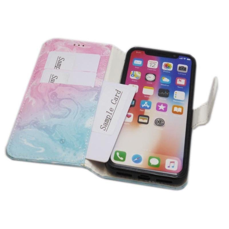 iPhone 11 Pro Max アイフォン アイホン 11 プロ マックス 手帳型 スタンド カードいれ PU ケース カバー ピンクグリーン 桃色緑色_画像5