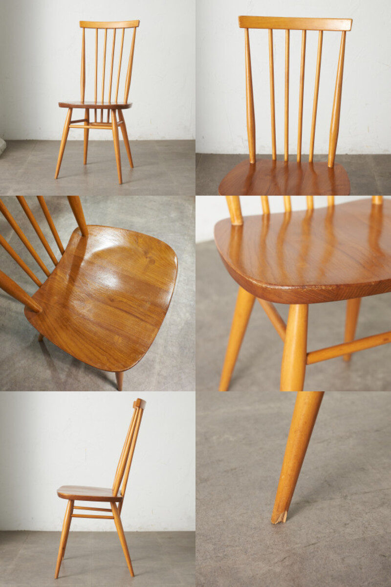 IZ77168N★レア ercol スティックバックチェア ヴィンテージ 英国 アーコール ハイバック ウィンザー ダイニングチェア 木製 椅子 イギリス_画像6