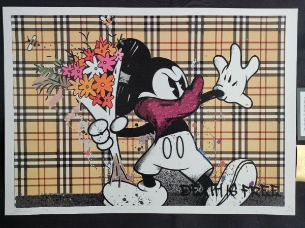 世界限定100枚 DEATH NYC アートポスター 04 Banksy バンクシー フラワーボンバー Mickey Mouse ミッキーマウス バーバリー_画像1