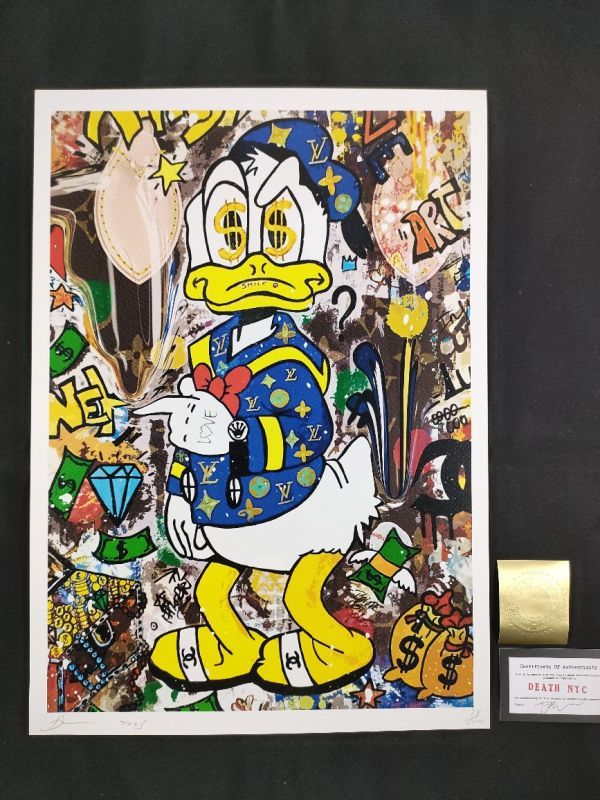 世界限定100枚 DEATH NYC アートポスター 11 ドナルドダック Disney ディズニー Banksy バンクシー バスキア LouisVuitton POP_画像2