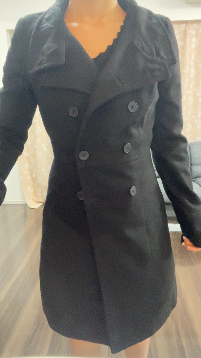 新中古品　ZARA レディースファッション　おしゃれ　ロングコート　1点　ブラック　XSサイズ　