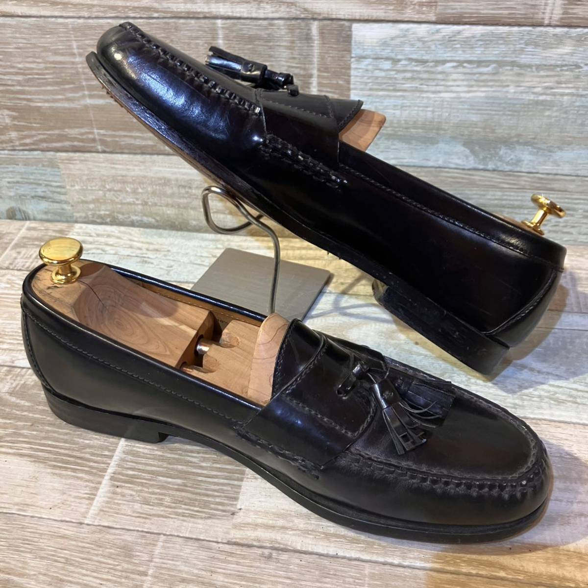 【28-28.5cm細め】COLE HAAN コールハーン タッセルローファー ブラック US 10 1/2B カーフ レザーソール マッケイ製法　スリッポン _画像8