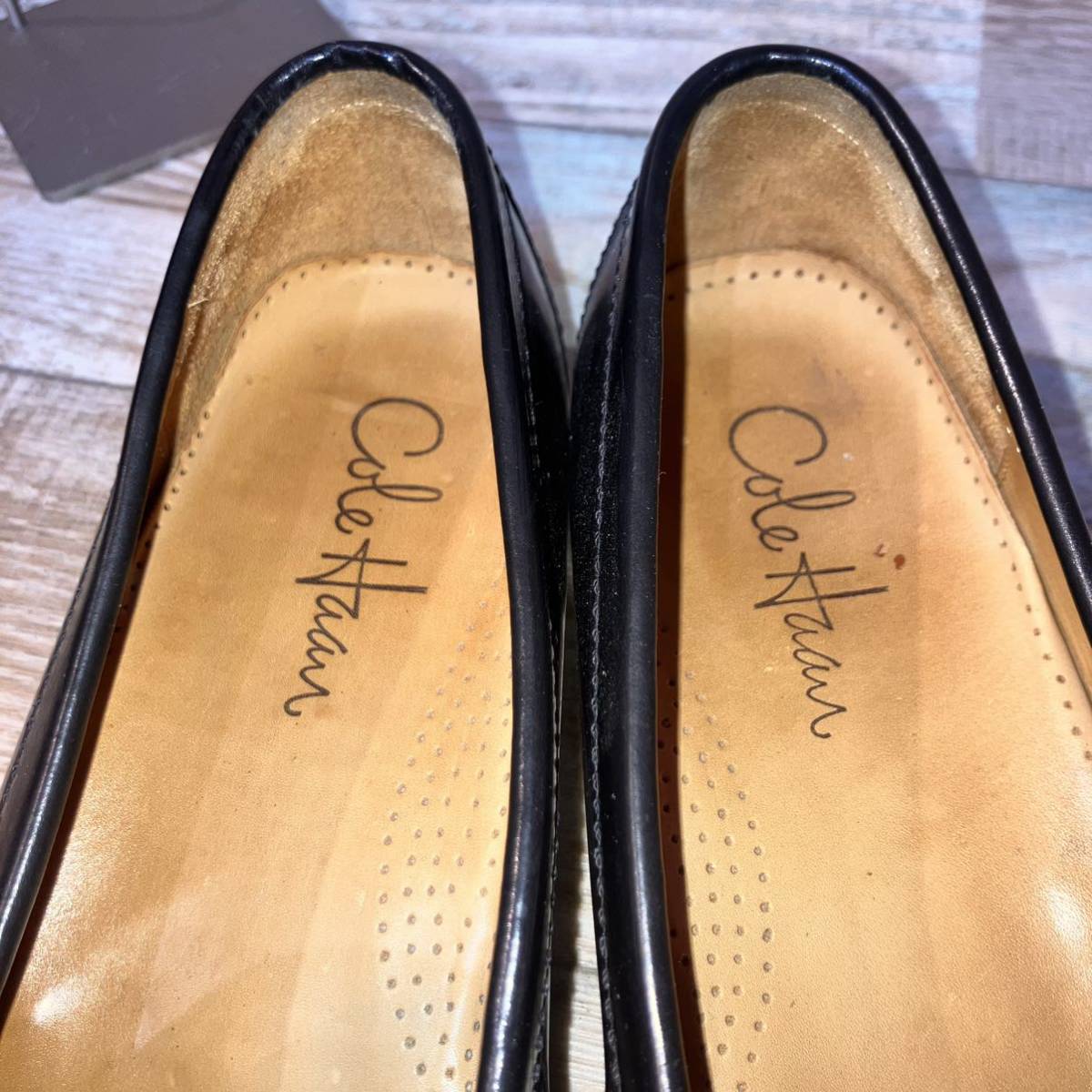 【28-28.5cm細め】COLE HAAN コールハーン タッセルローファー ブラック US 10 1/2B カーフ レザーソール マッケイ製法　スリッポン _画像9