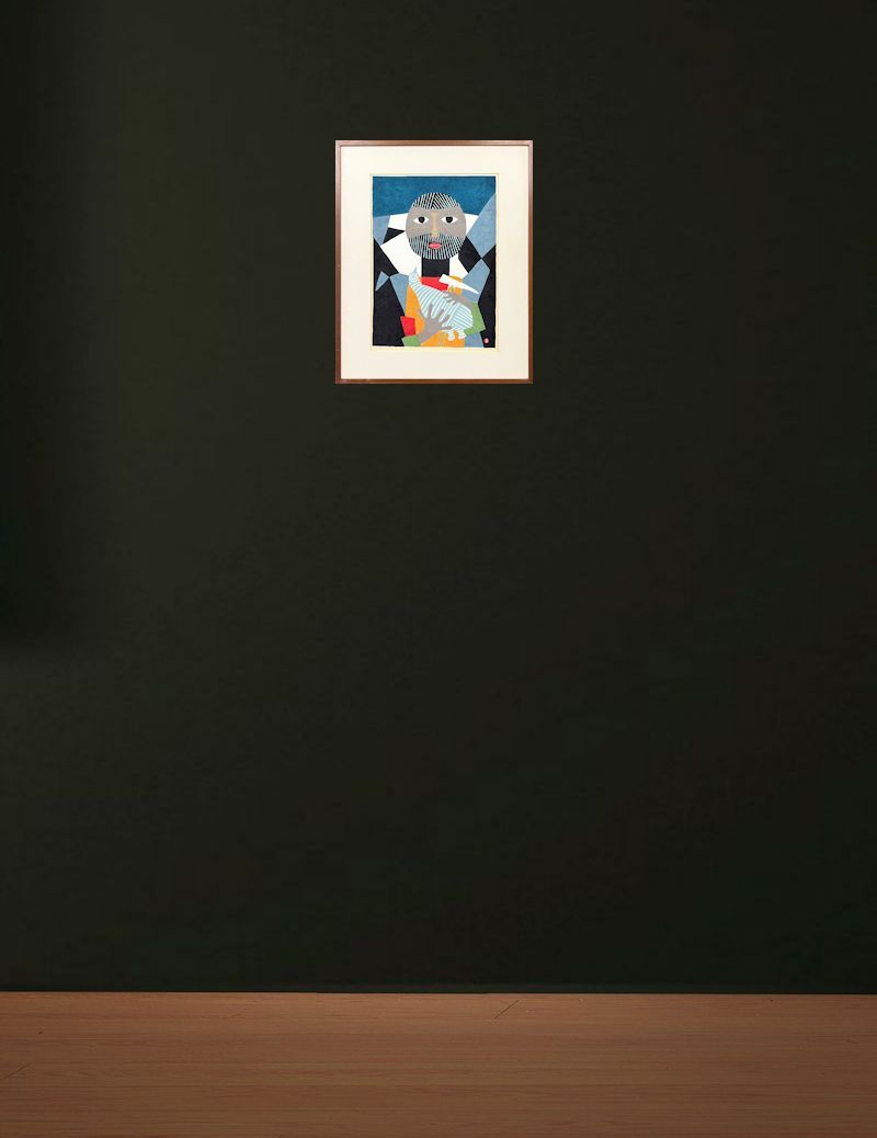 【FCP】 真作保証 畦地梅太郎 限定木版画40x29.5cm 「鳥をいだく」 1956年作 日本版画協会名誉会員_画像7