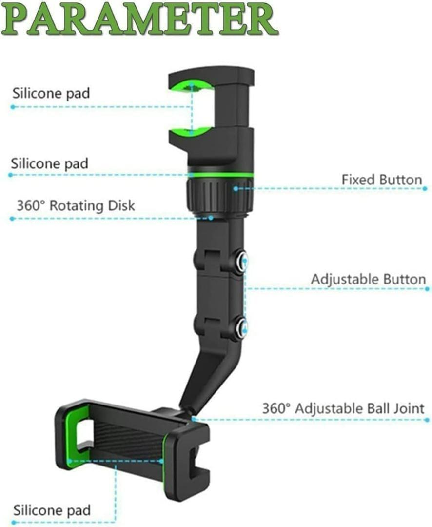 バックミラー クランプ式スマホホルダー バックミラー グレー スマホホルダー_画像3