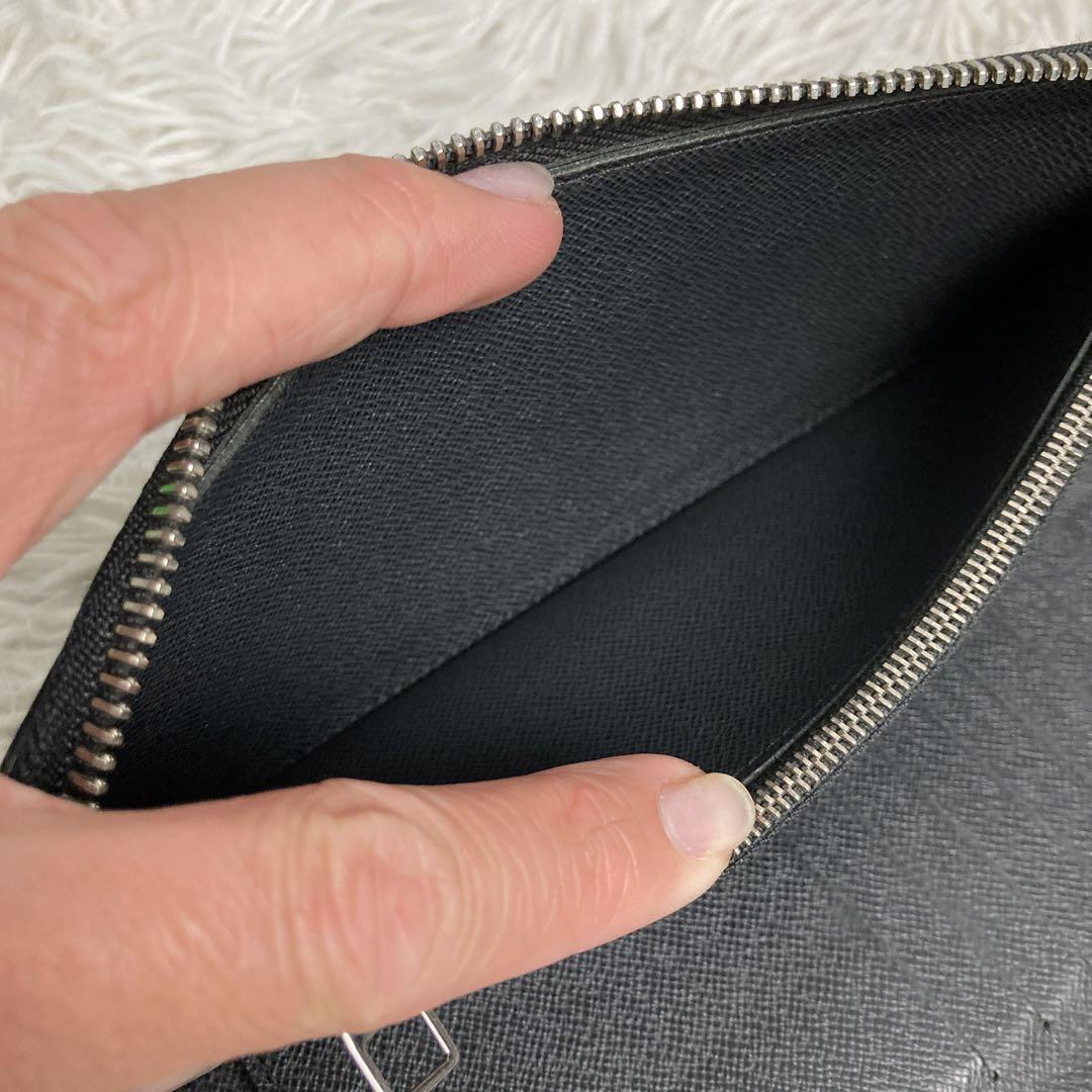 1円〜ルイヴィトン LOUISVUITTON 長財布 タイガ ジッピー ヴェルティカル シルバー金具 ラウンドファスナー M30503 メンズ ブラック 黒_画像8