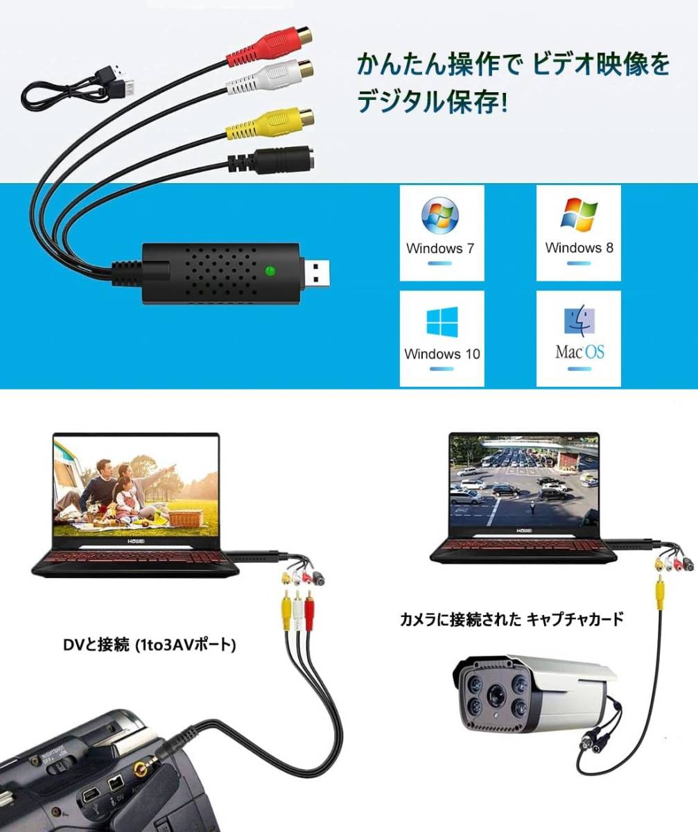 [YON-A60131198] USB2.0 ビデオキャプチャー キャプチャーボード ダビング パソコン取り込み Windows 2000/XP/Vista/7/8/8.1/10/11 MAC対応の画像7