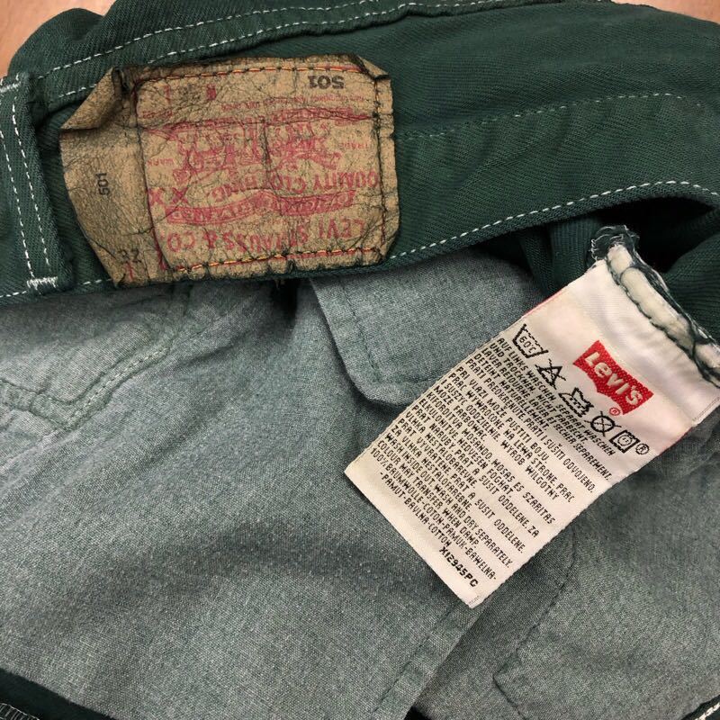 【FB165】USA製 Levi's 501 W36 L32 後染め 製品染め グリーン ジーンズ デニムパンツ DYE ボタン裏546ブランド古着 リーバイス501送料無料_画像6