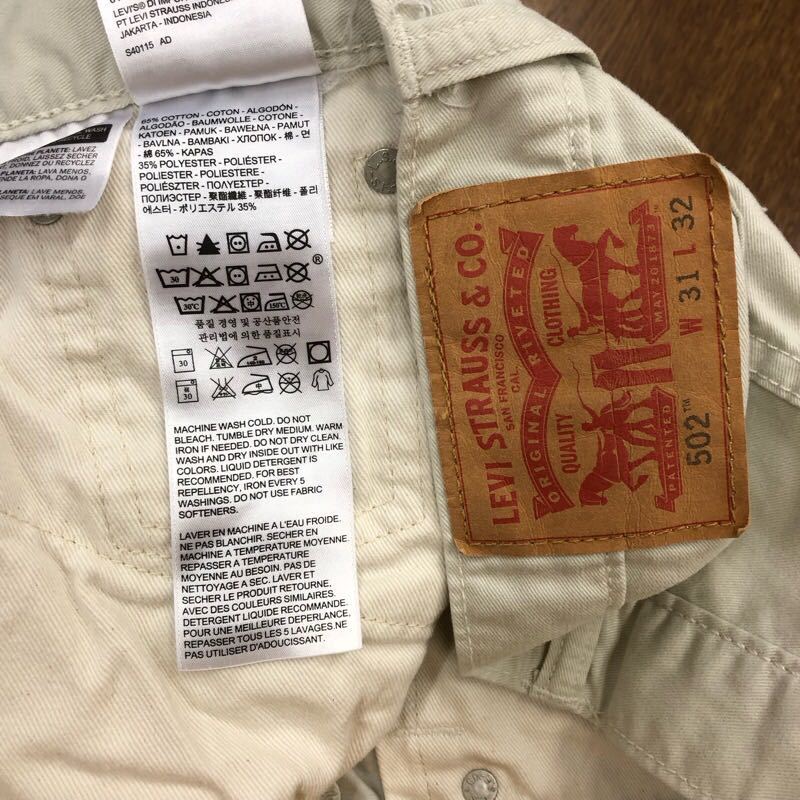 【FB218】Levi's 502 W31 L32 薄地 カラーパンツ アイボリー メンズブランド古着 リーバイス502 送料無料_画像6