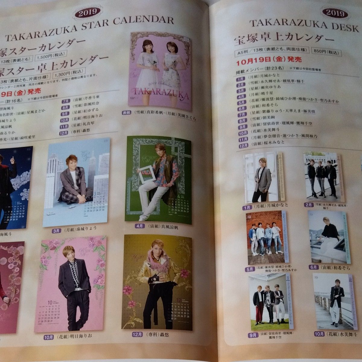 宝塚歌劇カレンダーカタログ 二折ちらし2018､19､20年版４枚セット