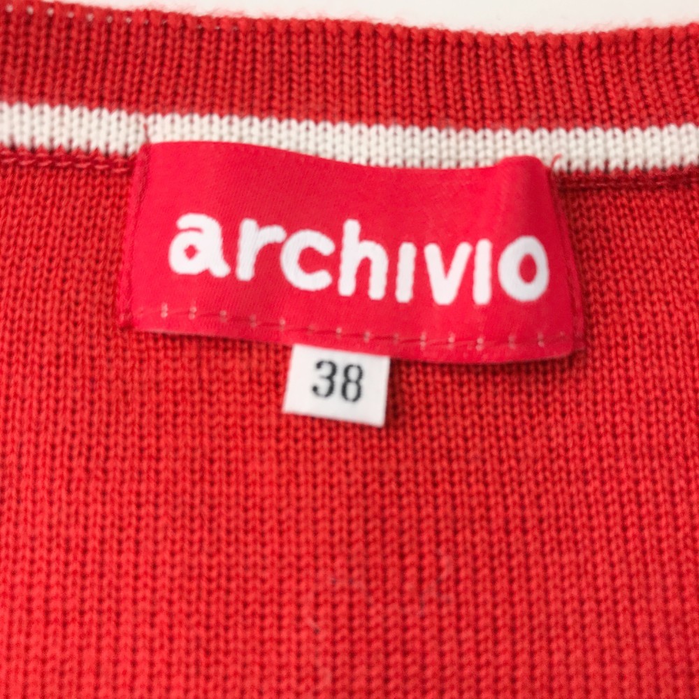 ARCHIVIO アルチビオ 2021年モデル ウール混 ニットベスト レッド系 38 [240001918107] ゴルフウェア レディース_画像4