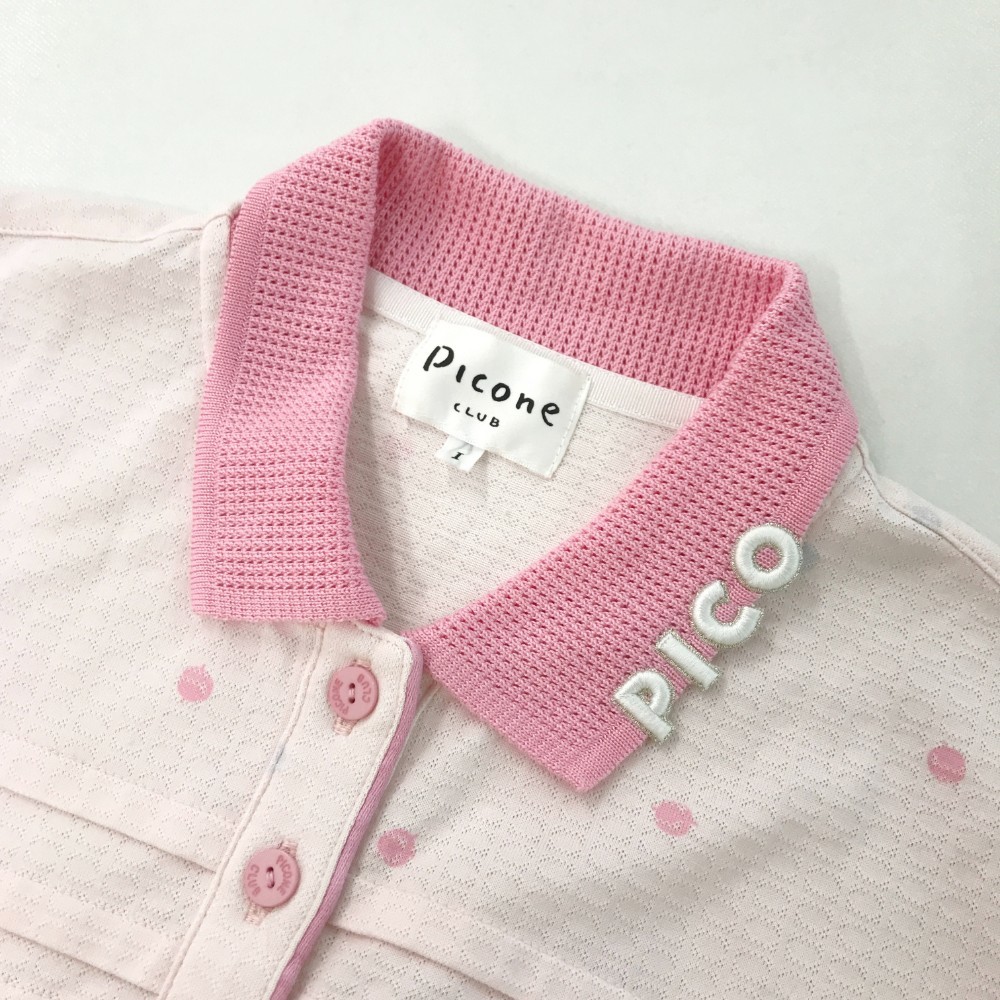 PICONE CLUB ピッコーネクラブ 2021年モデル 半袖ポロシャツ メッシュ襟 ドット柄 ピンク系 1 [240001918378] ゴルフウェア レディース_画像3