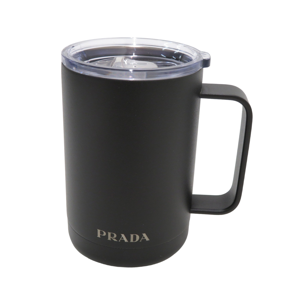 【美品】PRADA プラダ OO2001 TRAVEL MUG トラベル マグカップ ブラック系 [240101020724]_画像1