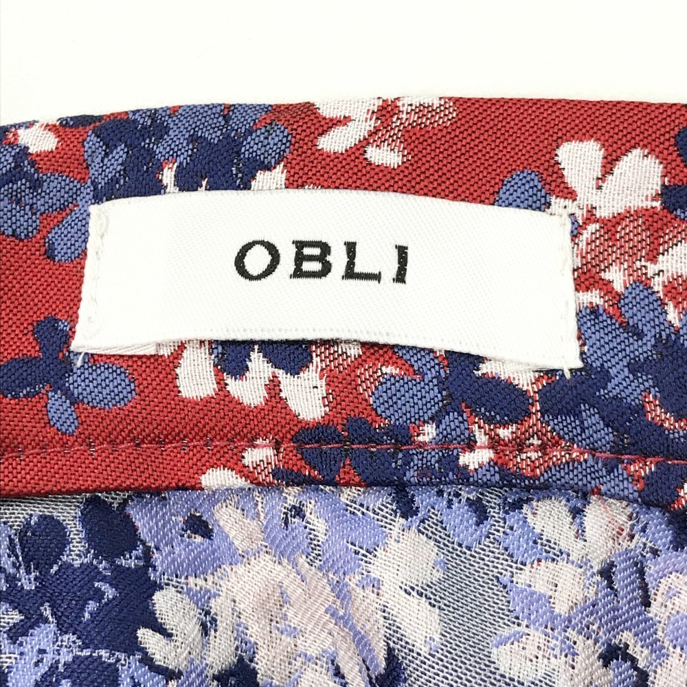 OBLI オブリ ジャガードスカート 総柄 レッド系 F [240101033771] レディース_画像6