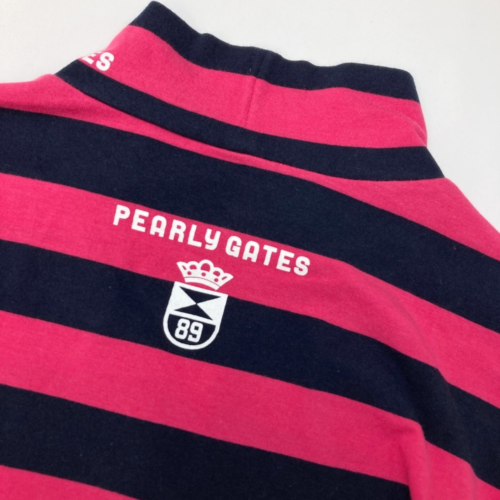 PEARLY GATES パーリーゲイツ ハイネック 長袖Tシャツ ボーダー柄 ピンク系 1 [240101118091] ゴルフウェア レディース_画像3