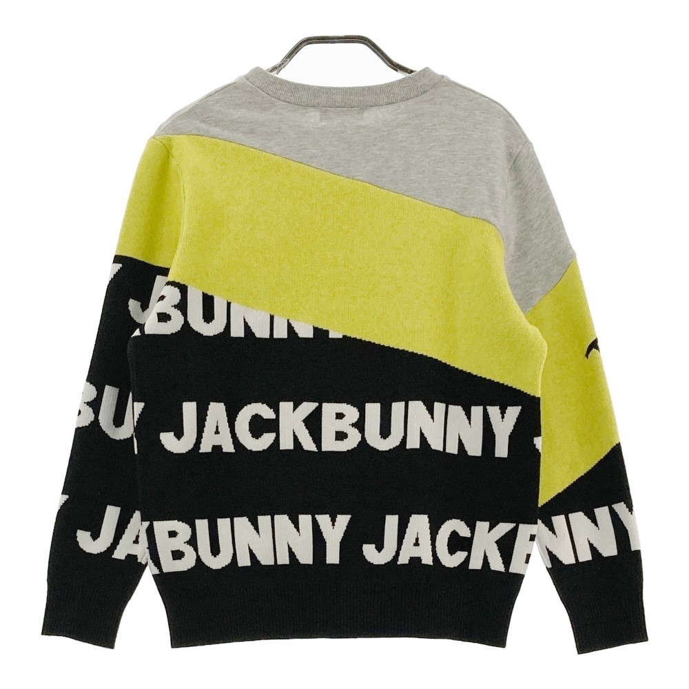 【1円】JACK BUNNY ジャックバニー 長袖 ニットセーター ロゴ 総柄 ブラック系 0 [240101122729]_画像2