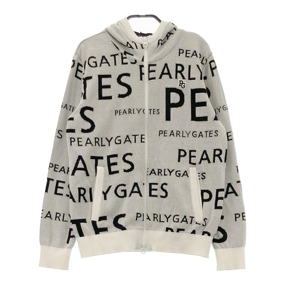 【1円】PEARLY GATES パーリーゲイツ 2022年モデル ニットジップパーカー ジャケット ロゴ 総柄 ホワイト系 1 [240101126456]_画像1