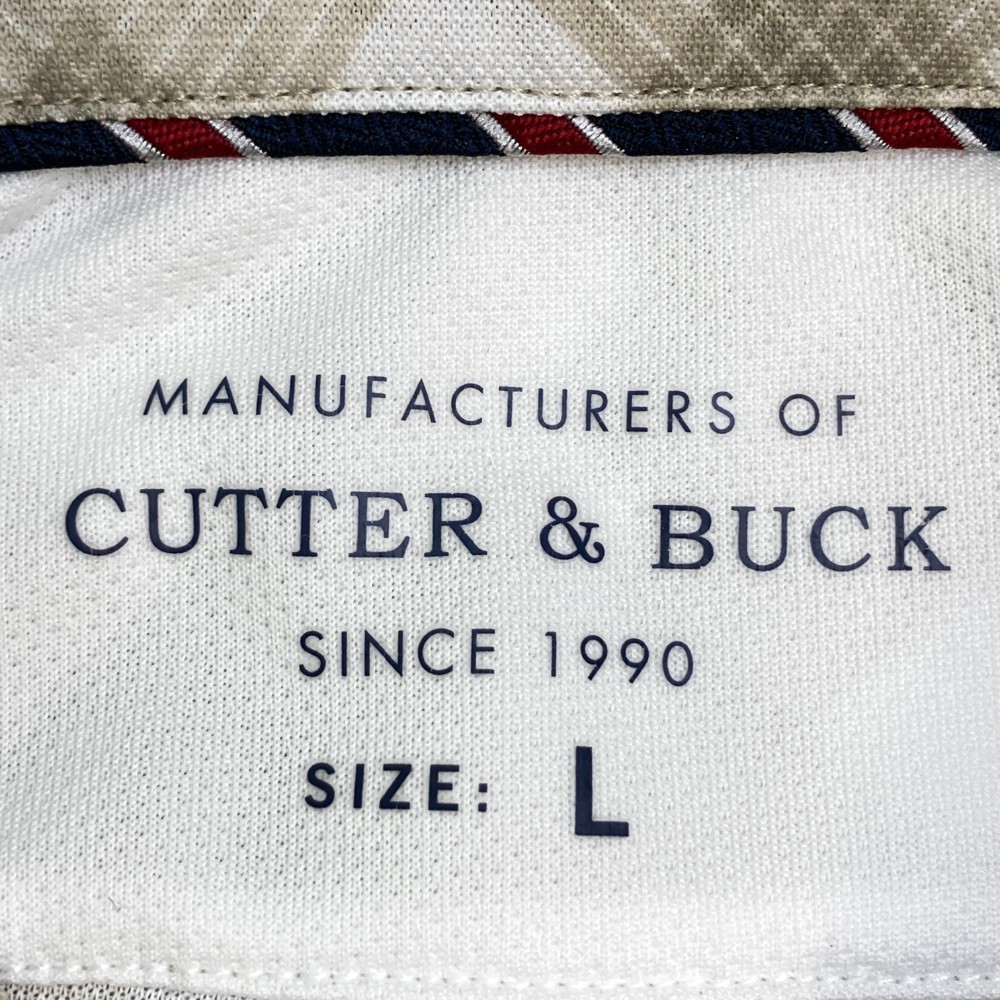 CUTTER&BUCK カッターアンドバック 半袖ポロシャツ チェック柄 ホワイト系 L [240101133996] ゴルフウェア メンズ_画像3